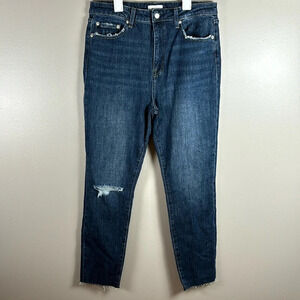 Pistola Straight Leg Distressed High Rise Dark Wash Denim Jeans